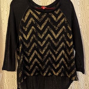 BONGO Black and Gold Zigzag Women's Sweatshirt